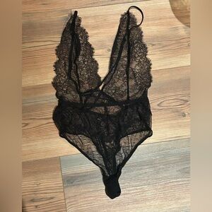 Victorias Secret Black Lace Bodysuit